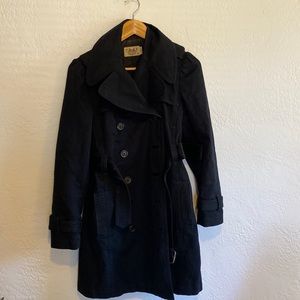Juicy Couture, Black, thigh high, double breasted, pea coat, size M.